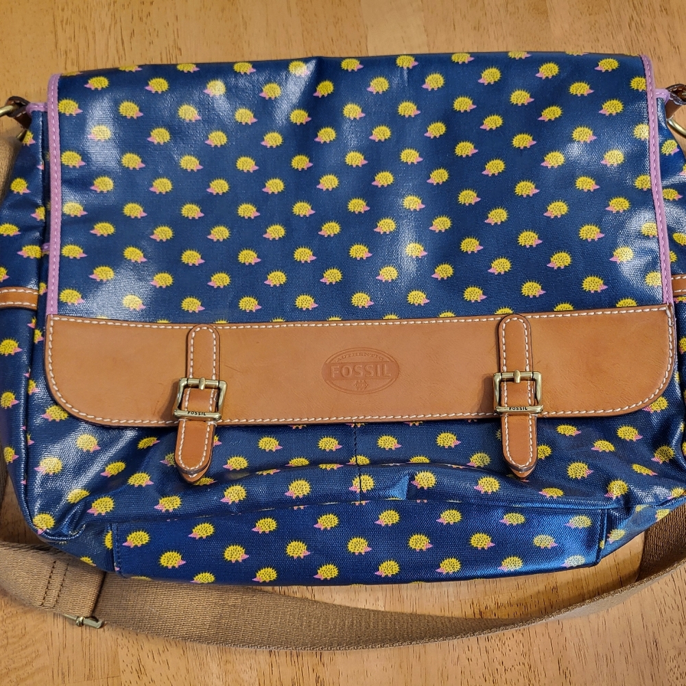 Fossil Hedgehog Pattern Large Messenger Bag